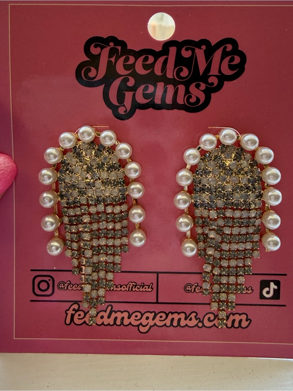 Feed me gems 1 of 1’s Pearl & Rhinestone Statement Earrings
